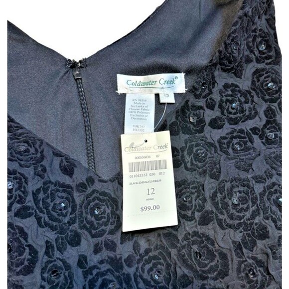 Coldwater Creek Dress Black Sequin Sleeveless Womens Size 12 - Fit and Flare NWT - Picture 2 of 6